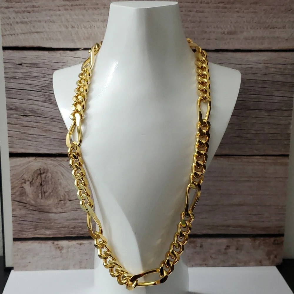 Men’s 18K Gold Plated Heavy Miami Link Chain – 20–21” / Power Statement Necklace